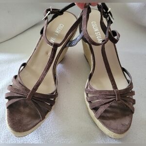 Colin Stuart Brown Espadrille Wedge Sandals Size 9B
